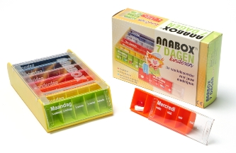 Pillendoosje Kinder ANABOX - 1 week - 5 vakken per dag - elke dag andere kleur