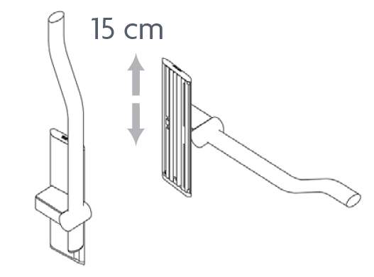 Toilet Lifter Ropox option: barre d'appui repliable courbée 86 cm (par paire) -- 40-45014