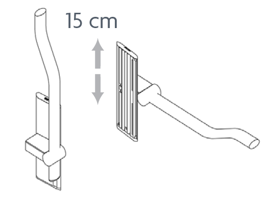 Toilet Lifter Ropox optie: opklapbare toiletbeugel gegolfd 86 cm (per paar) -- 40-45014