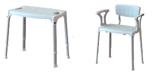 Douchestoel kunststof/aluminium Adhome - met rug + armleuningen -- AD162642combo