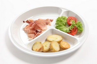 Assiette avec 3 compartiments en mélamine Ø 22 cm - blanc