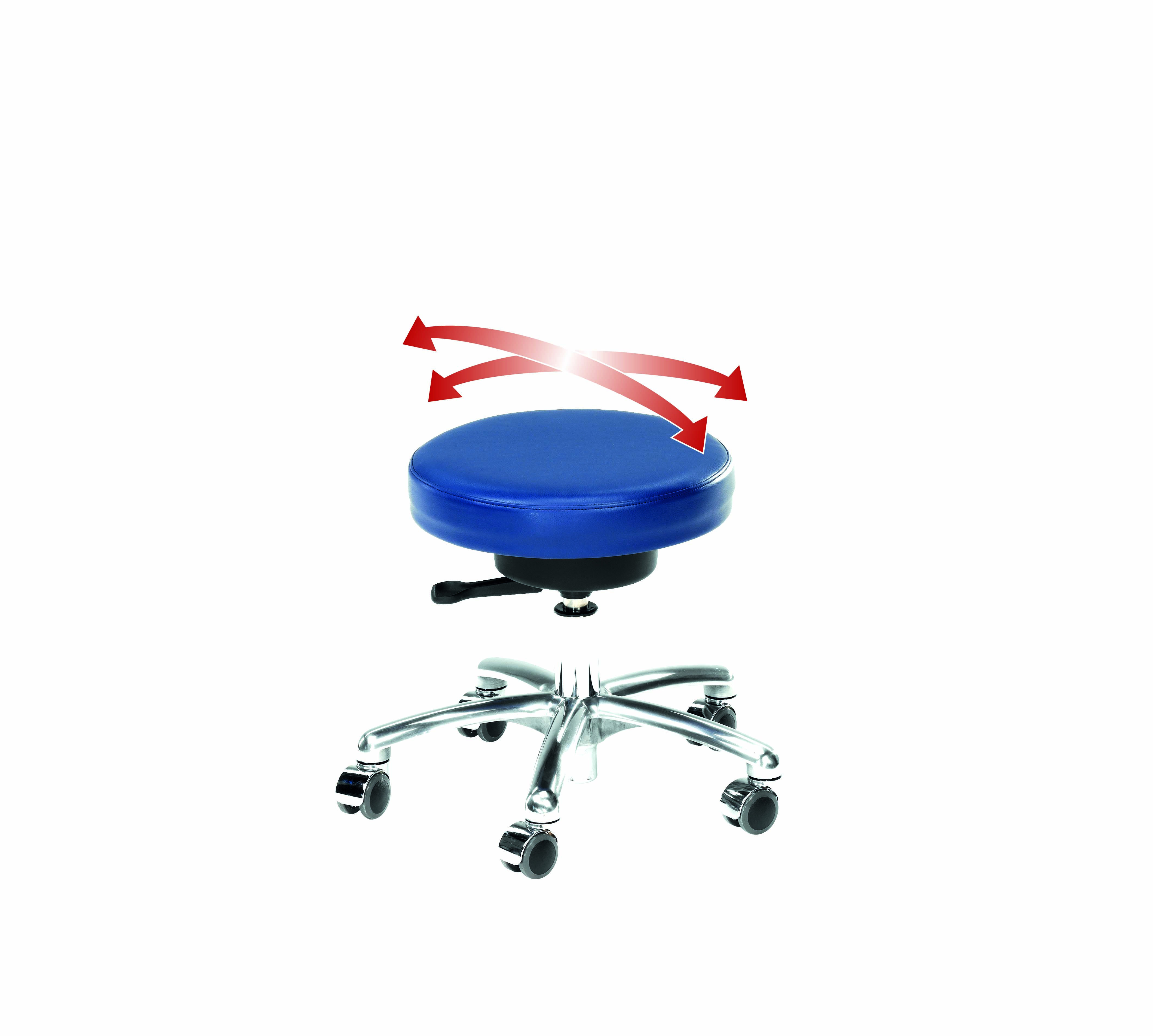 Tabouret Rollhocker Flex avec 5 roues et une assise mobile rembourrée