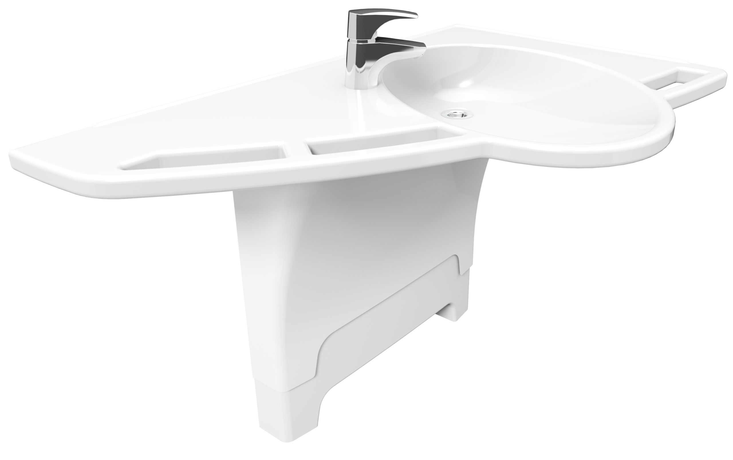Lavabo met  handvatten Ropox Support met hendel - links voor rechter hoek + cover- 40-44004