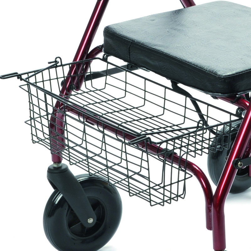 Rollator met 4 wielen voor zwaardere personen, vouwbaar XXL donkerrood - tot 200 kg