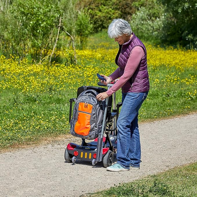 Opbergtas met oranje reflecterende strook voor achteraan rolstoel en scooter