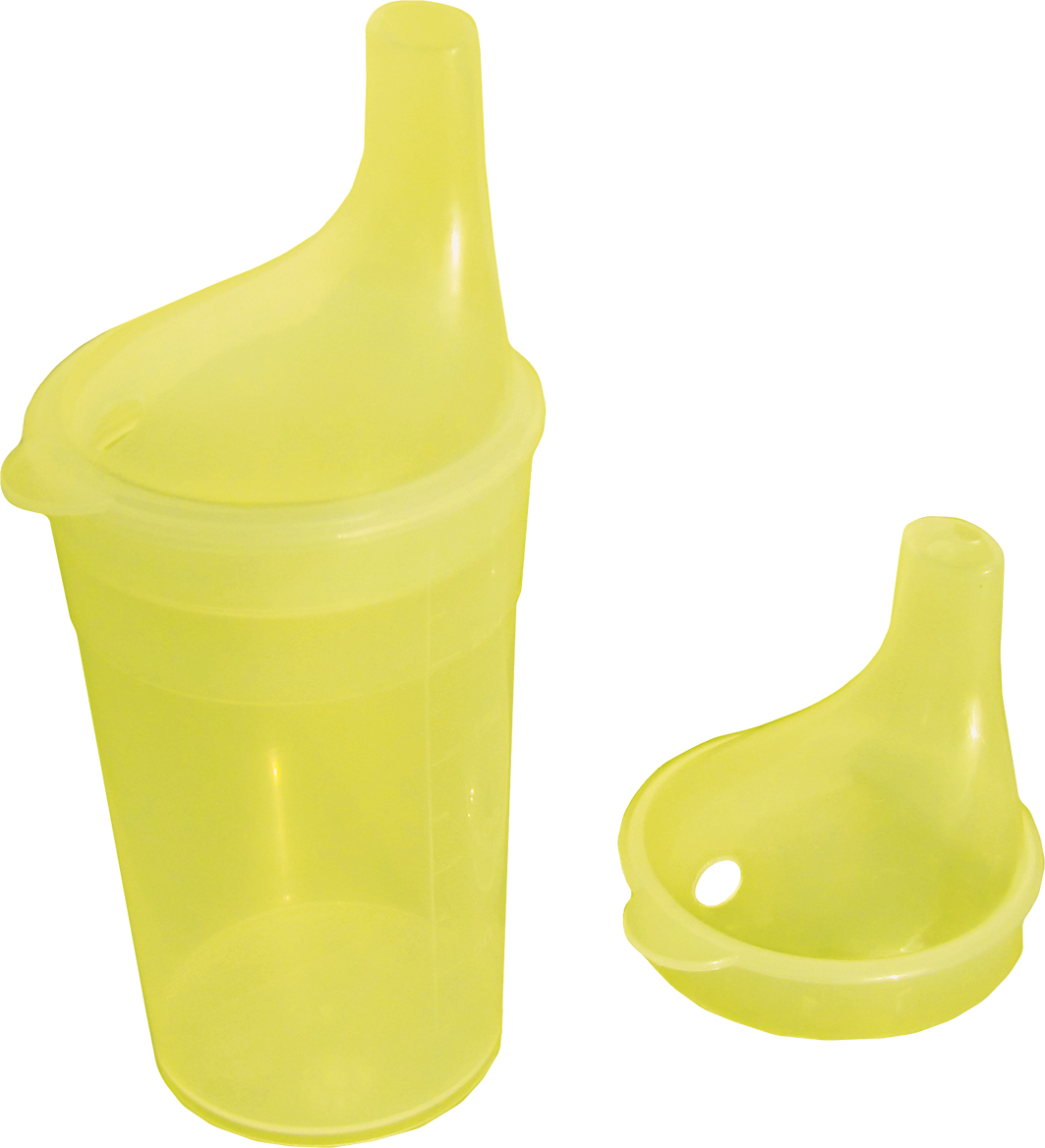 Gobelet Adhome avec 2 becs verseur, droit et long 250 ml, petite/grande, jaune