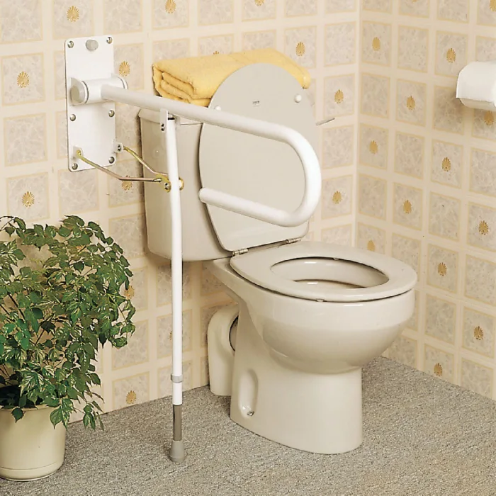 Opklapbare toiletbeugel met vloersteun greep 3,2 cm, 76 cm -- AA2018