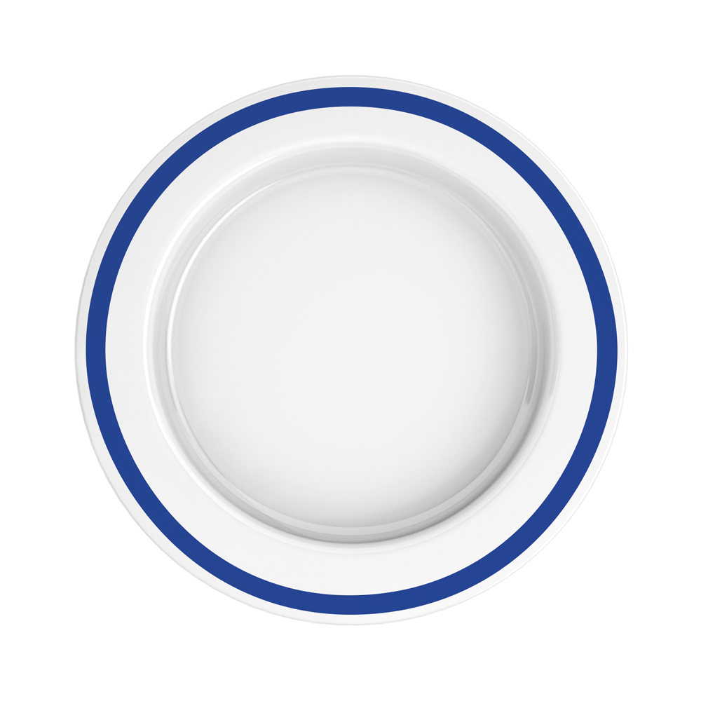 Assiette asymétrique Ornamin 921 en SAN 27 cm - blanc avec rebord bleu -- M921-2