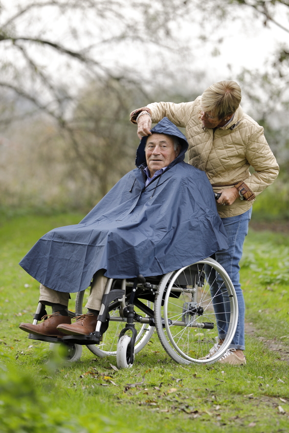 Poncho jusqu’aux genoux pour chaise roulante - protection contre la pluie