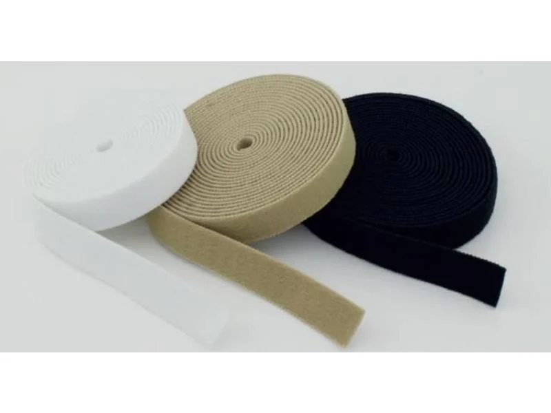 Velcro elastische lusband rol van 5 m - 2,5 cm - zwart -- VELR2505020