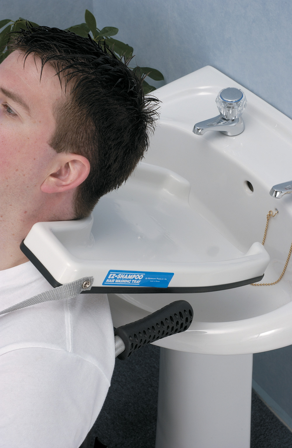 Haarwasbekken voor gebruik aan de lavabo met flexibele rubberen rand met straps 45 x 33 cm -- AA1878