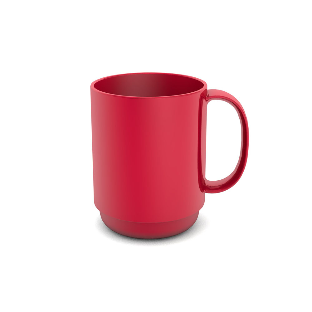 Drinkbeker/tas met 1 handvat Ornamin - Henkel Klassik - PP - 375 ml - rood -- M510-37