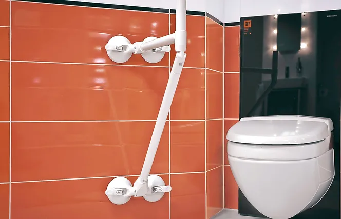 Barre d'appui pour la toilette sur4 ventouses QuattroPower Mobeli avec indicateur de sécurité