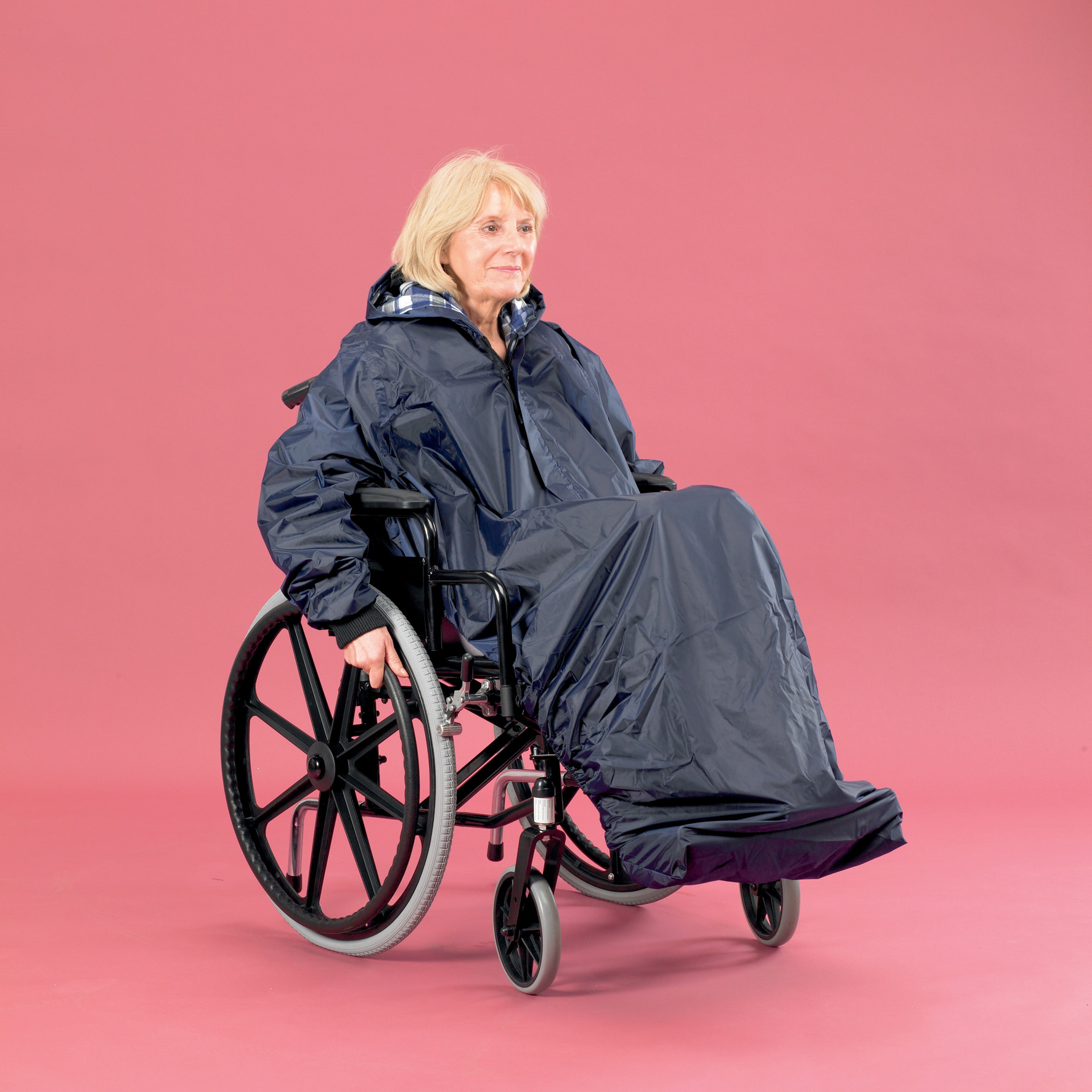 Volledige regenponcho met mouwen voor rolstoelgebruik