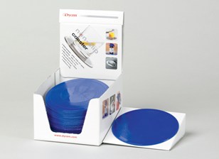 Tapis rond antidérapant Dycem 14 cm dans un distributeur bleu - contient 25 pièces -- NS11/RDM/1