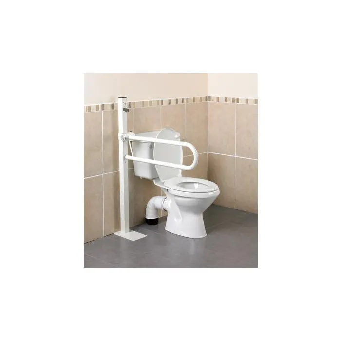 Opklapbare toiletbeugel met vloerbevestiging greep 3,2 cm - kort - 55 cm -- AA2024