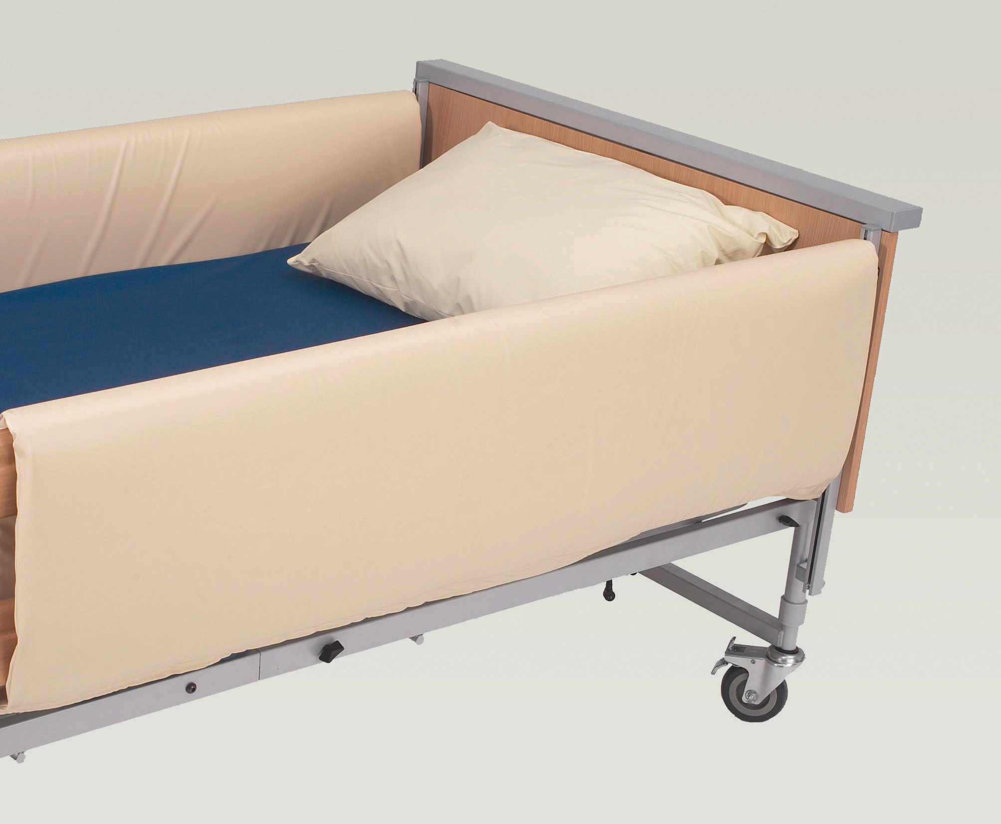 Bekleding voor bedsponde volle lengte, beige vinyl 200 x 39 cm (per paar) -- AA3441