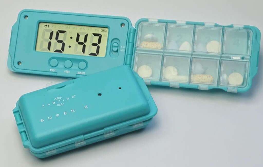 Pillendoosje Tabtime Super 8 met LCD schermpje voor 8 dagen met alarm -- 091208057