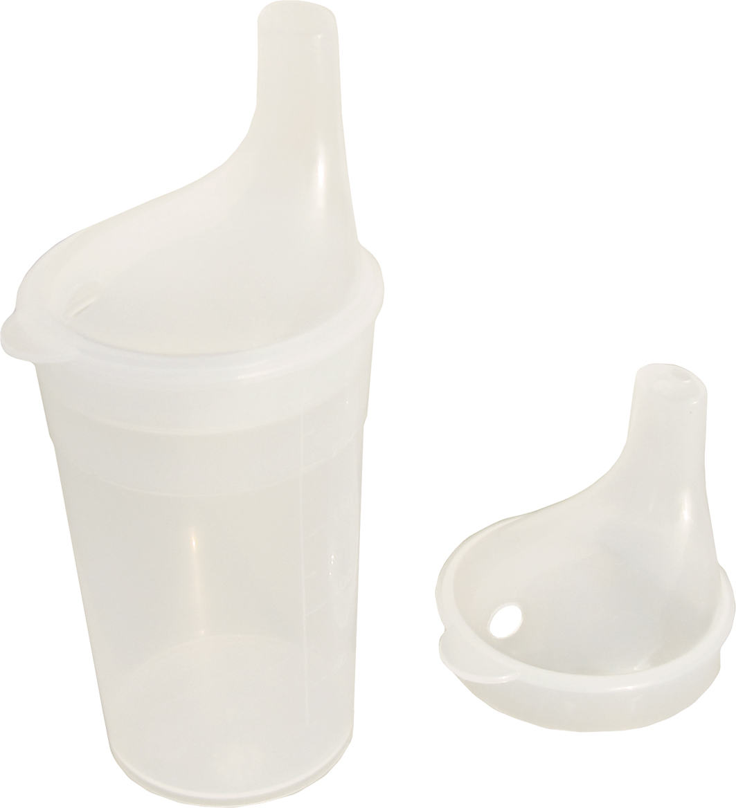 Beker Adhome met 2 lange rechte tuitjes - 250 ml - kleine/grote opening -  wit-transparant