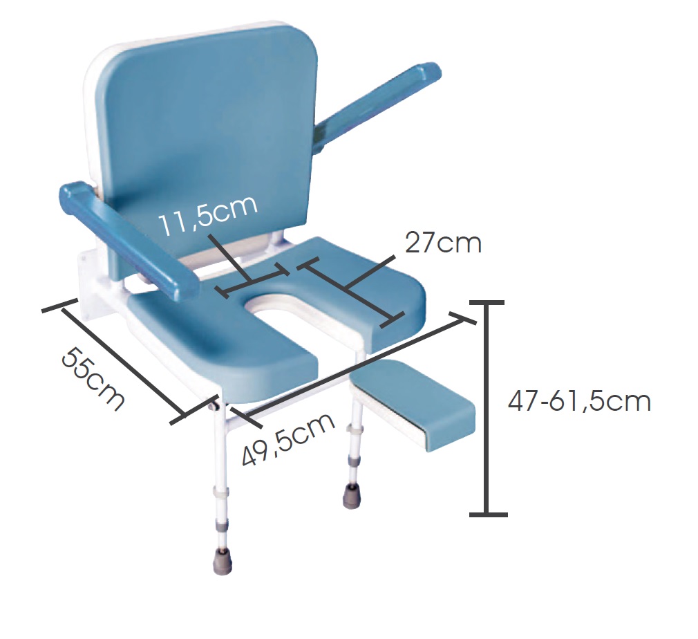 Douchezit voor muurbevestiging EASA Grand Comfort met armsteunen en rugleuning-- EB8