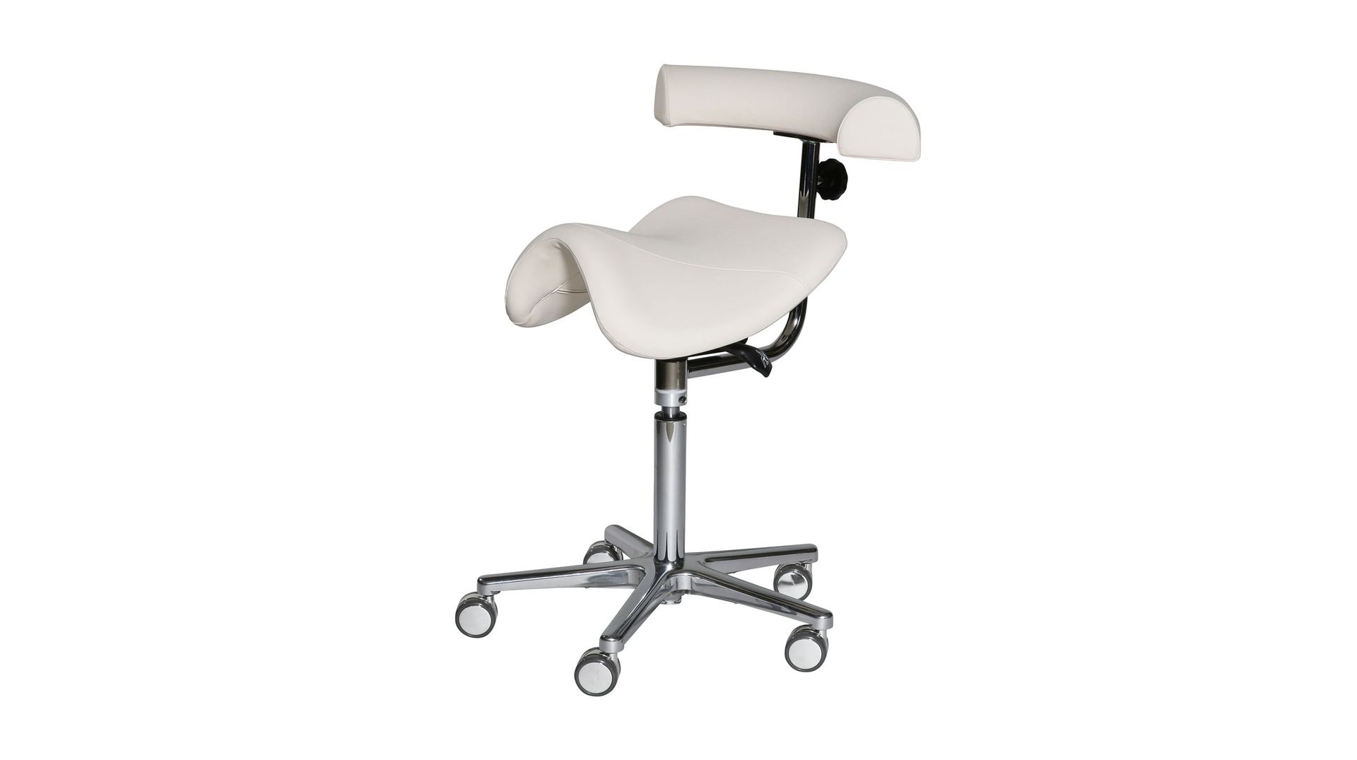 Chaise de travail/trotteur en forme de selle Swippo Lady 49-69 cm, skaï crème