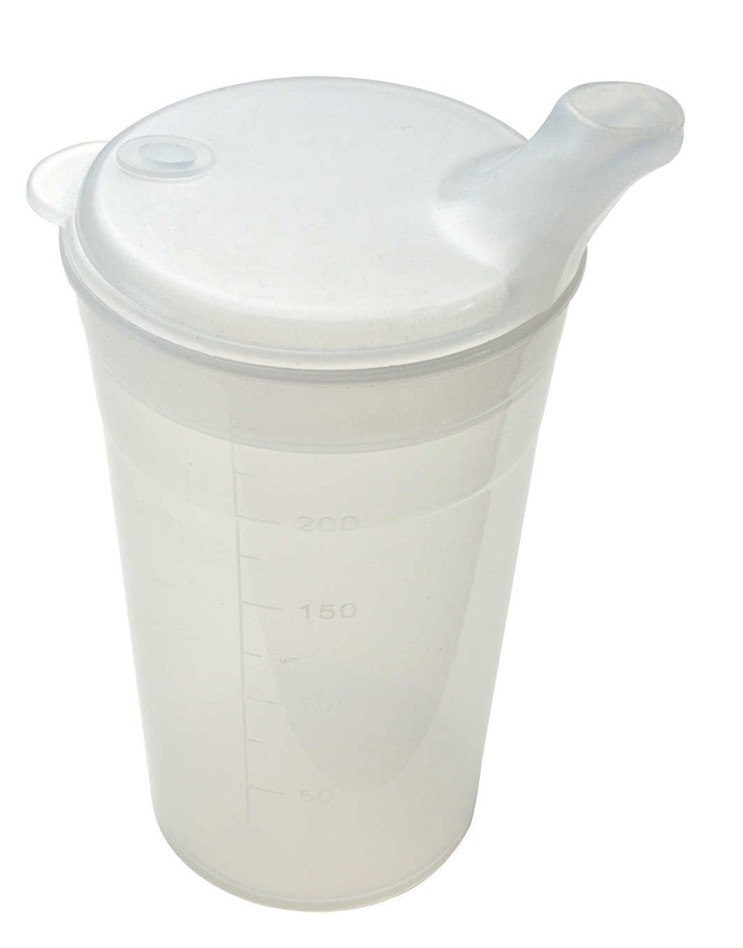 Beker Adhome met 2 korte schuine tuitjes 250 ml - kleine/grote opening -  wit-transparant
