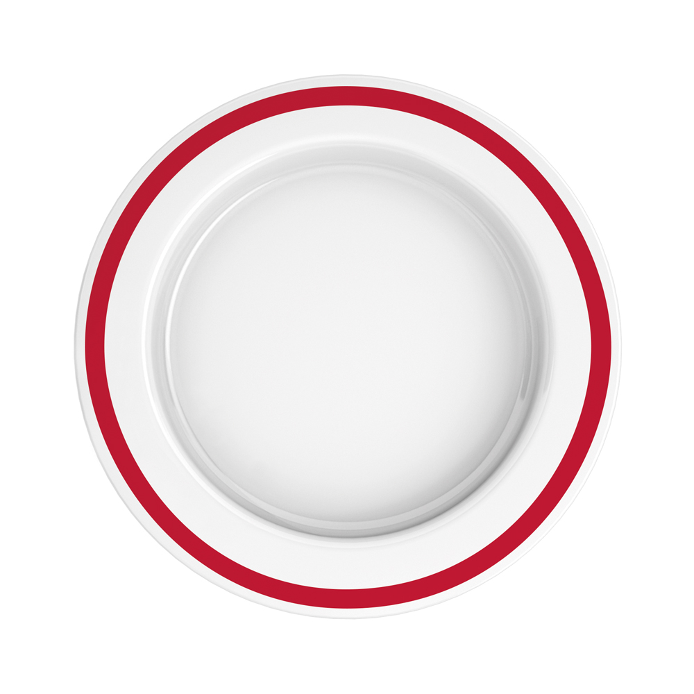 Assiette asymétrique Ornamin 921 en SAN 27 cm - blanc avec rebord rouge -- M921-7