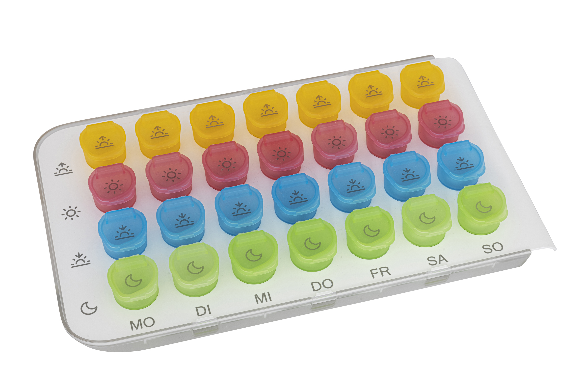 Boîte à médicaments ANABOX pour 1 semaine 7 x 4 - 28 cups colorés