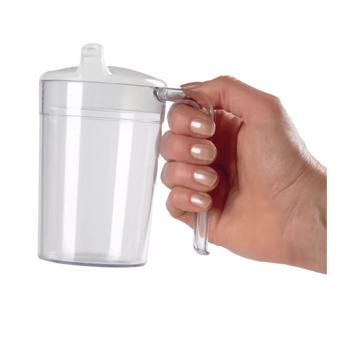 Gobelet clair avec une anse ouverte, un bec verseur et un couvercle 400 ml -- AA5700