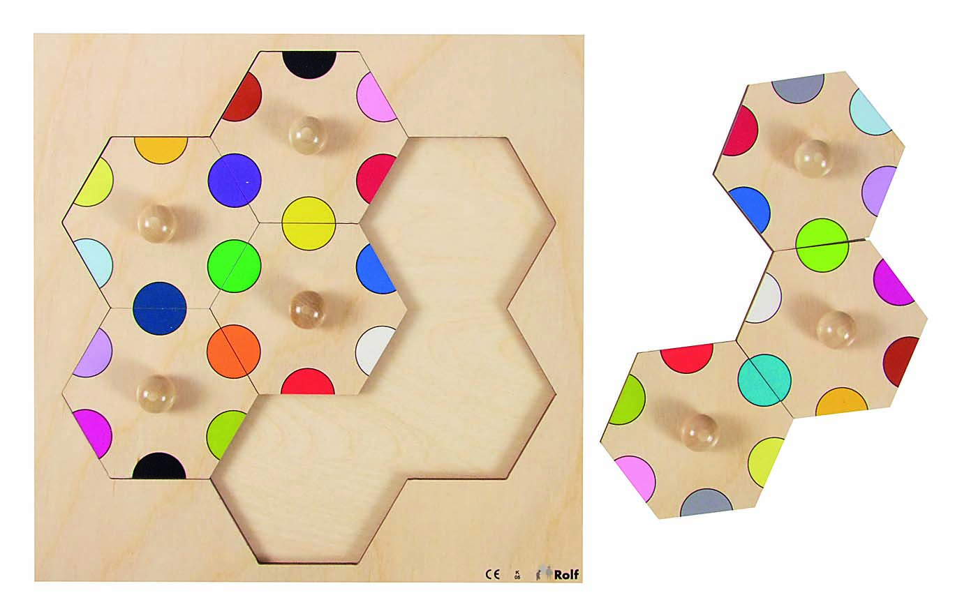 Honingraat inlegpuzzel met gekleurde cirkels -- 560666