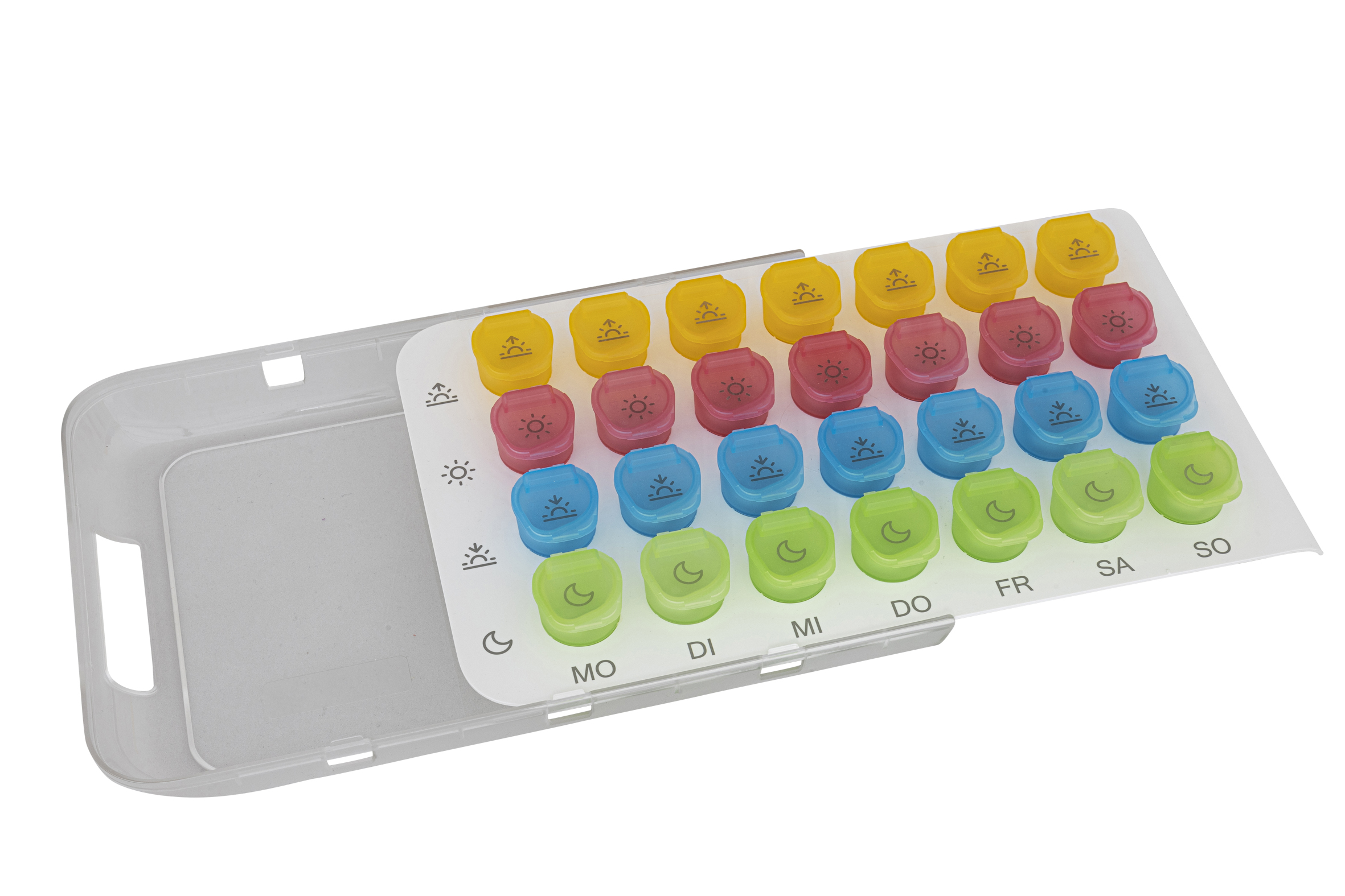 Boîte à médicaments ANABOX® pour 1 semaine 7 x 4 - 28 cups colorés