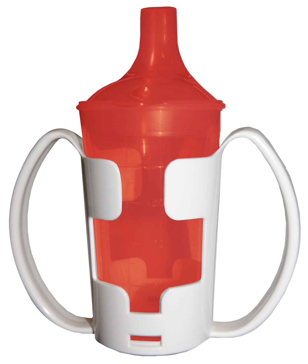 Beker Adhome - 250 ml - set met bekerhouder + 2 korte/schuine tuitjes kleine/grote opening - rood