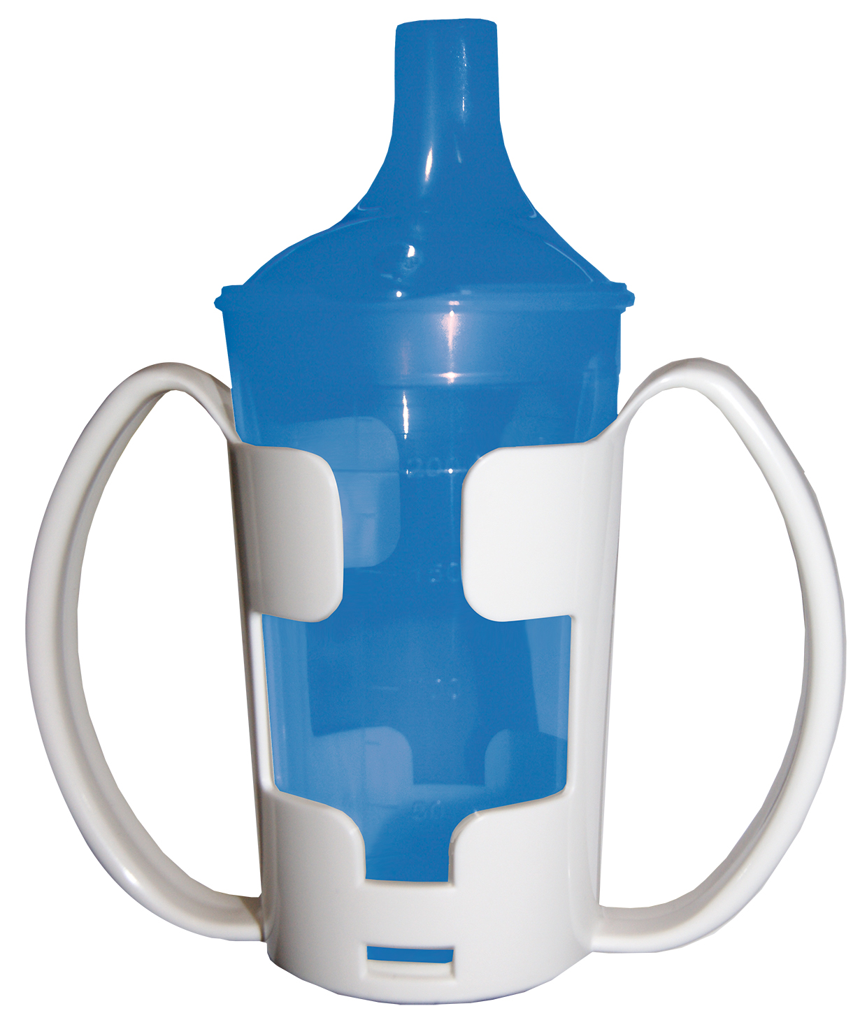 Beker Adhome - 250 ml - set met bekerhouder + 2 korte/schuine tuitjes kleine/grote opening - blauw