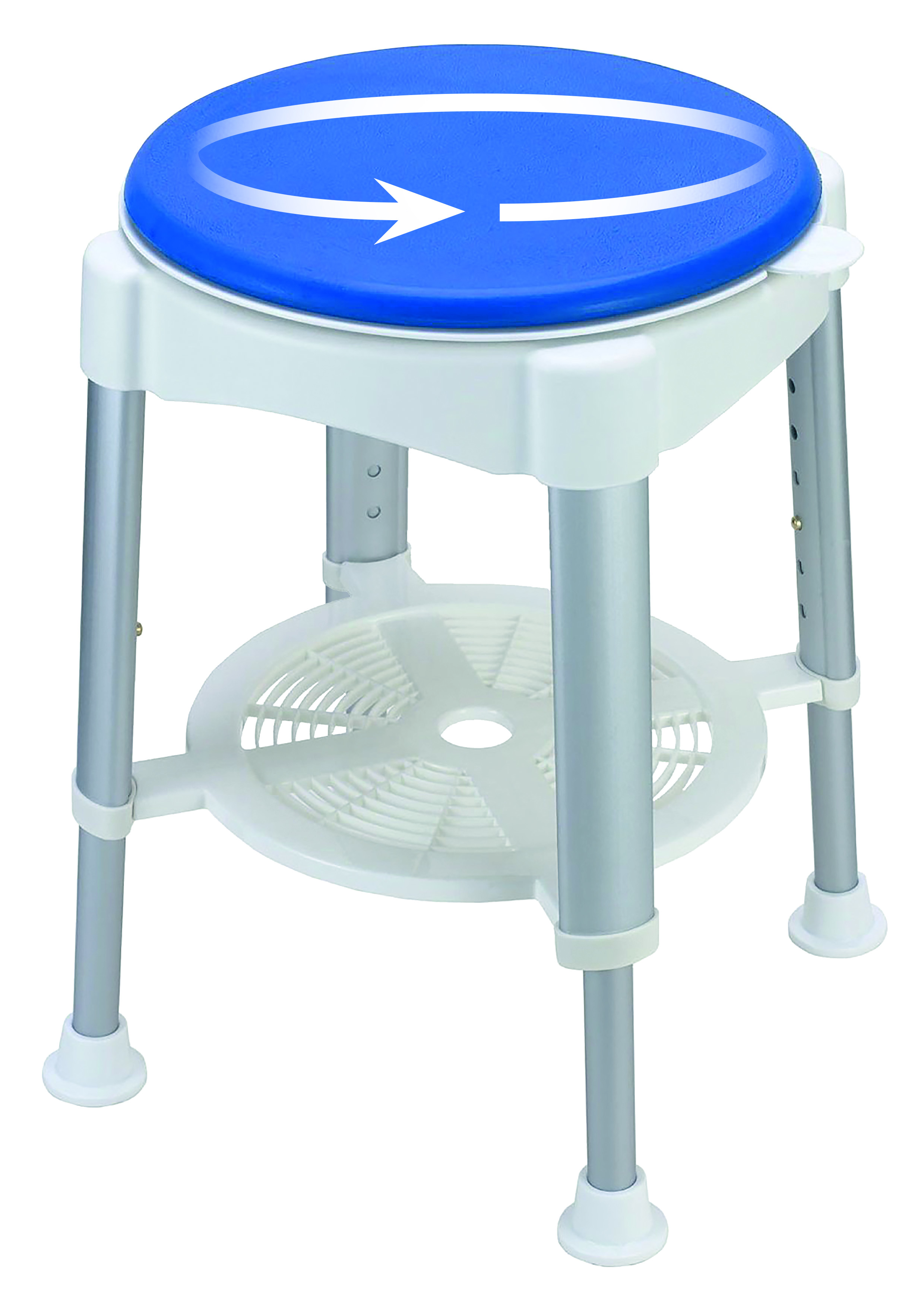 Tabouret de douche avec assise ronde pivotante