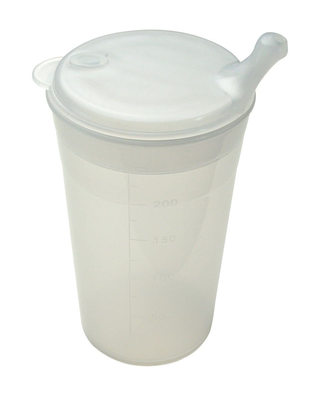 Beker Adhome met 2 korte schuine tuitjes 250 ml - kleine/grote opening -  wit-transparant
